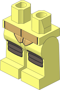 Minifig Hips and Legs with Turtle Shell and Dark Brown Knee Pads Pattern
