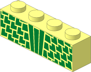 Brick  1 x  4 with Metallic Gold Scales Pattern