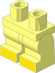 Minifig Hips and Legs Medium with Yellow Shoe Tip Pattern