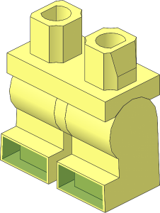 Minifig Hips and Legs Medium with Bright Light Yellow Shoe Tip Pattern