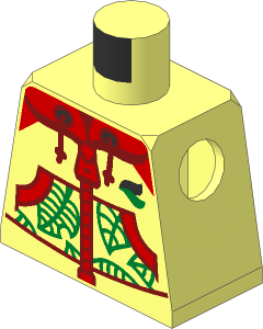 Minifig Torso with Hoodie with Red Pockets and Hood and Gold Leaves Pattern