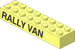 Brick  2 x  8 with "RALLY VAN" Left Sticker