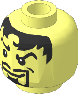 Minifig Head with Smirk, Black Hair and Goatee Pattern