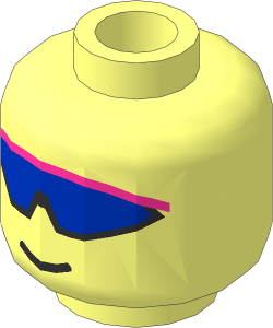 Minifig Head with Blue Wrap-Around Sunglasses Pattern