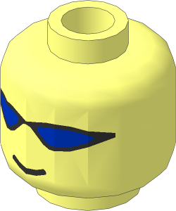 Minifig Head with Blue Sunglasses Pattern