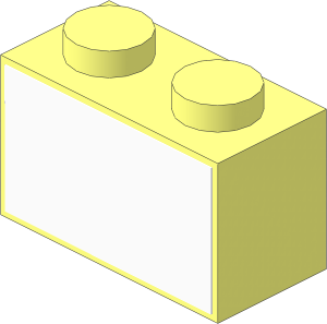 Brick  1 x  2 without Centre Stud with White Sticker