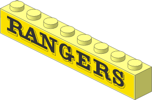 Brick  1 x  8 with "RANGERS" Sticker