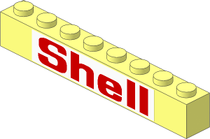 Brick  1 x  8 with "Shell" Sticker