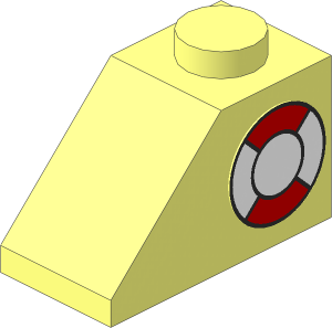 Slope Brick 45  2 x  1 with Life Preserver Right Sticker