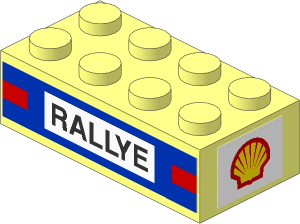 Brick  2 x  4 with "RALLYE", Taillights and Shell Logo 1971 Stickers