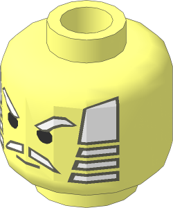 Minifig Head with White Hair, Eyebrows, and Moustache Pattern