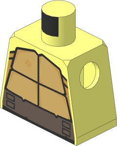 Minifig Torso with Tan and Dark Tan Turtle Shell and Dark Brown Belt Pattern