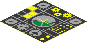 Sticker  1.9 x  1.9 with Avionics Green and Light Grey - Airplane Right