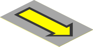 Sticker  1.1 x  1.9 with Yellow Arrow on Light Grey Background