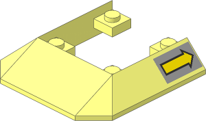 Slope Brick 33/45  6 x  6 with  4 x  4 Cutout with Yellow Arrow Stickers