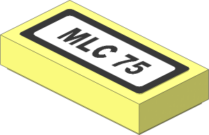 Tile  1 x  2 with Black "MLC 75" and Black Border Sticker