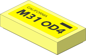Tile  1 x  2 with "M31 OD4" California License Plate Sticker