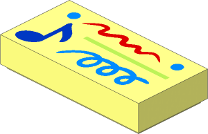 Tile  1 x  2 with Blue Music Note and Multi Colour Scribbles Pattern