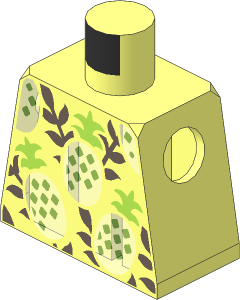 Minifig Torso with Bright Light Orange Pineapples and Light Aqua Leaves Pattern