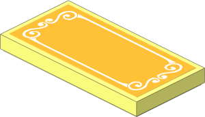Tile  2 x  4 with White Decorative Border on Chrome Gold Background Sticker