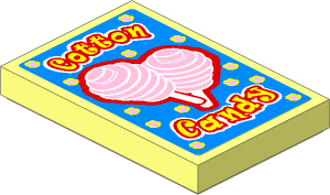 Tile  2 x  3 with Yellow "Cotton Candy" and Pink Cotton Candies on Medium Blue Background Sticker