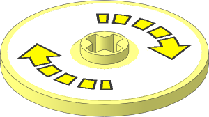Technic Disc  3 x  3 with Axlehole with  2 Yellow Segmented Arrows Sticker