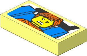 Tile  1 x  2 with Cautious Rider in Orange Hoodie Sticker