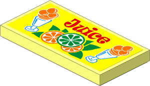 Tile  2 x  4 with Red "Juice", Ice Creams and Fruit on Yellow Background Sticker