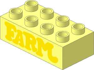 Duplo Brick  2 x  4 with Yellow "FARM" Pattern