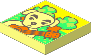 Tile  2 x  2 with Dog, Guitar and Trees Pattern