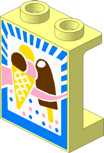 Panel  1 x  2 x  2 Reinforced with Ice Cream Cone and Popsicle Sticker
