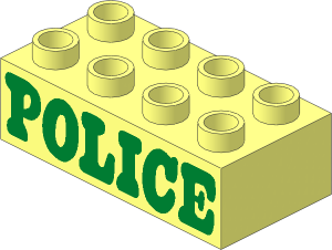 Duplo Brick  2 x  4 with Green "POLICE" Pattern