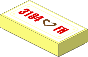 Tile  1 x  2 with Medium Azure Heart and "3184 FH" License Plate Sticker