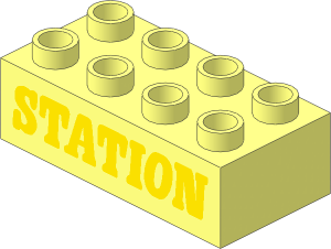 Duplo Brick  2 x  4 with Yellow "STATION" Pattern