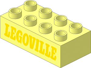Duplo Brick  2 x  4 with Yellow "LEGOVILLE" Pattern