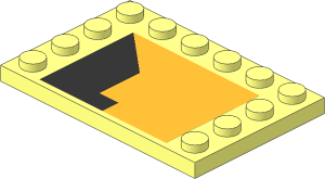 Plate  4 x  6 with 12 Studs on Three Edges with Black and Chrome Gold Areas Sticker