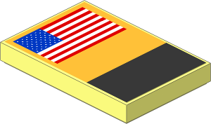 Tile  2 x  3 with United States of America Flag, Black and Chrome Gold Rectangles Sticker