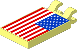 Tile  2 x  3 with Clips Horizontal (Thick C-Clips) with United States of America Flag Sticker