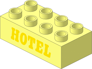 Duplo Brick  2 x  4 with Yellow "HOTEL" Pattern