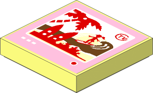 Tile  2 x  2 with "TV", Surfer and Palm Tree on Screen Sticker