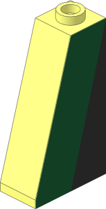 Slope Brick 75 2 x 1 x 3 with Hollow Stud with Dark Green Stripe Left on Black Background Sticker