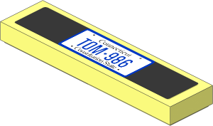 Tile  1 x  4 with "TOM 986" Connecticut License Plate on Black Background Sticker