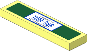 Tile  1 x  4 with "TOM 986" Connecticut License Plate on Dark Green Background Sticker