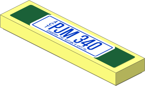 Tile  1 x  4 with "PJM 340" Australian License Plate on Dark Green Background Sticker