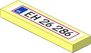 Tile  1 x  4 with "EH 26 286" Danish Numberplate Sticker