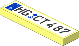 Tile  1 x  4 with "HG CT 487" German Numberplate Sticker
