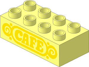 Duplo Brick  2 x  4 with Yellow "CAFE" Sign Pattern