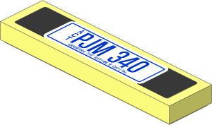 Tile  1 x  4 with "PJM 340" Australian License Plate on Black Background Sticker