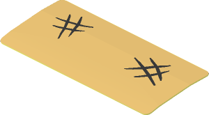 Sticker  0.7 x  1.7 with Two Black Hashes on Tan Background (Formed)