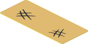 Sticker  0.7 x  1.7 with Two Black Hashes on Tan Background